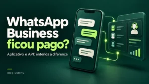 Ilustração de aplicativo de mensagens e plataforma de atendimento conectada à API.